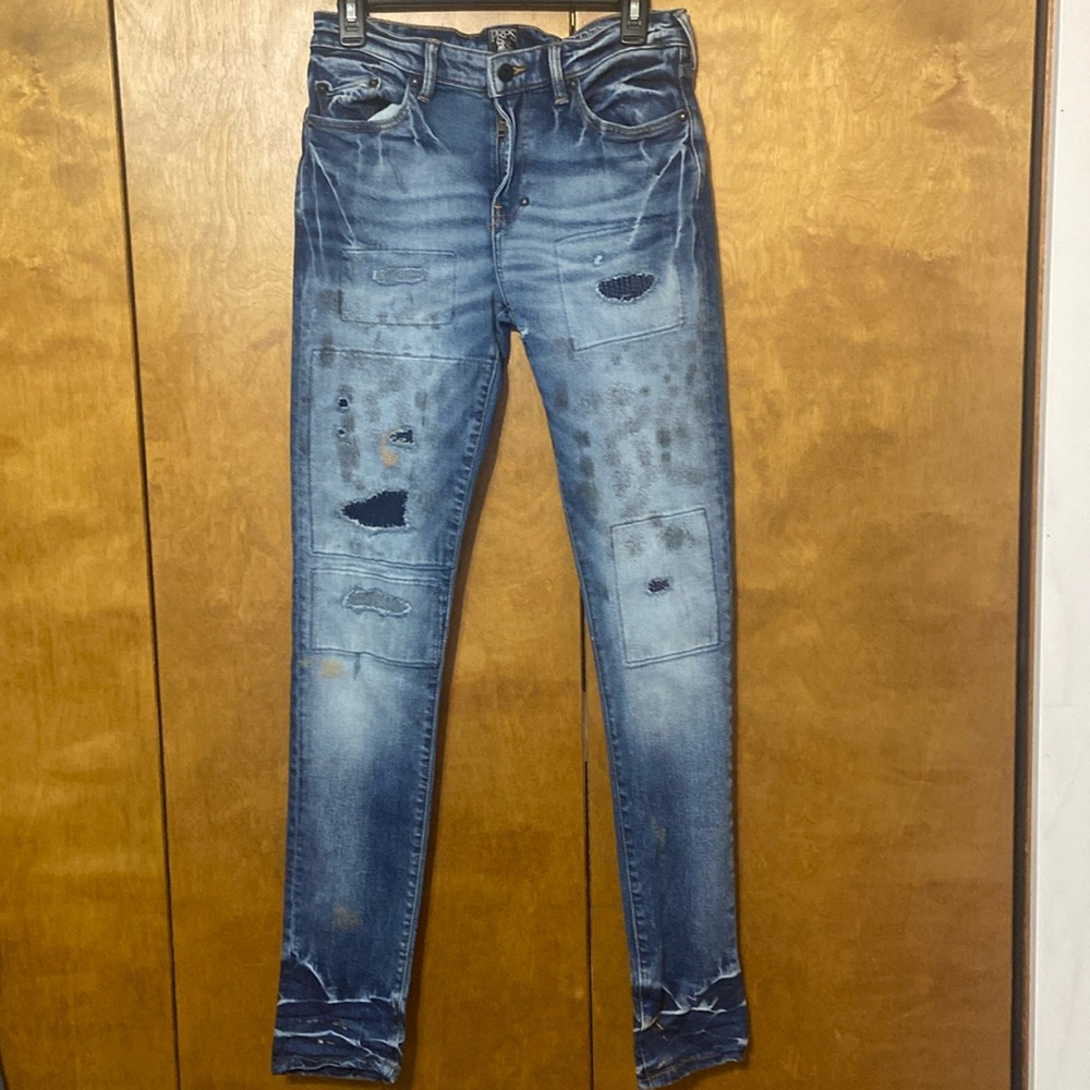 PRPS Men’s Distressed Windsor Stretch Tapered Skinny Fit Jeans - 29x32